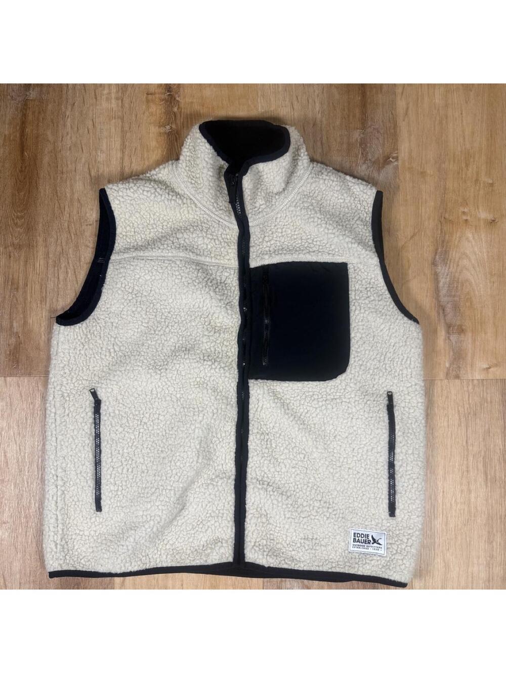 Y2K Eddie Bauer Cream Fleece Vest – Women’s Size L